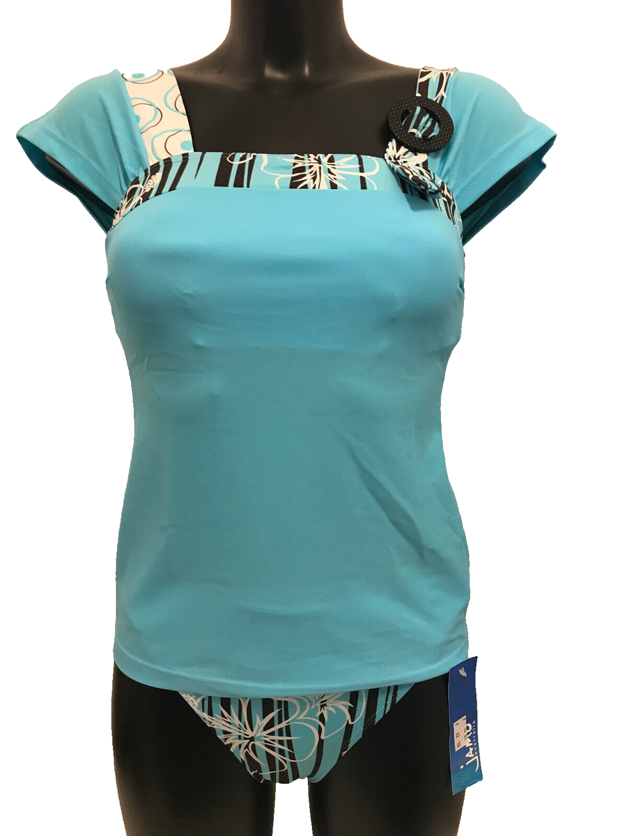 Jamu Azure Blue Mastectomy Tankini Set UK 12 EUR 40 light foam