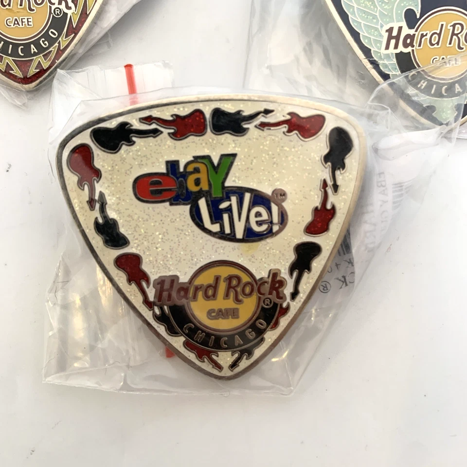 eBay Live Chicago 2008 Five New Large Limited Ed Hard Rock Guitar Picks Pins - Image 4 of 4