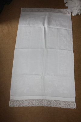 NB609 Vintage Huckaback Gästetuch 100 % Baumwolle Spitzenenden 24 x 42 Zoll bestickt E