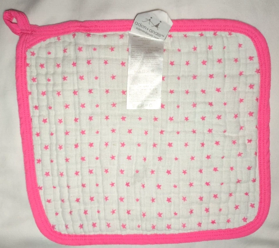 Manta de seguridad Aden + Anais & Hot Pink Star Lovey Thumby muselina blanca algodón Foto 3 de 3