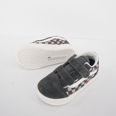Vans Toddler Comfycush Old Skool Shoes Canvas Suede Hearts Grey RedWhite Size 7K