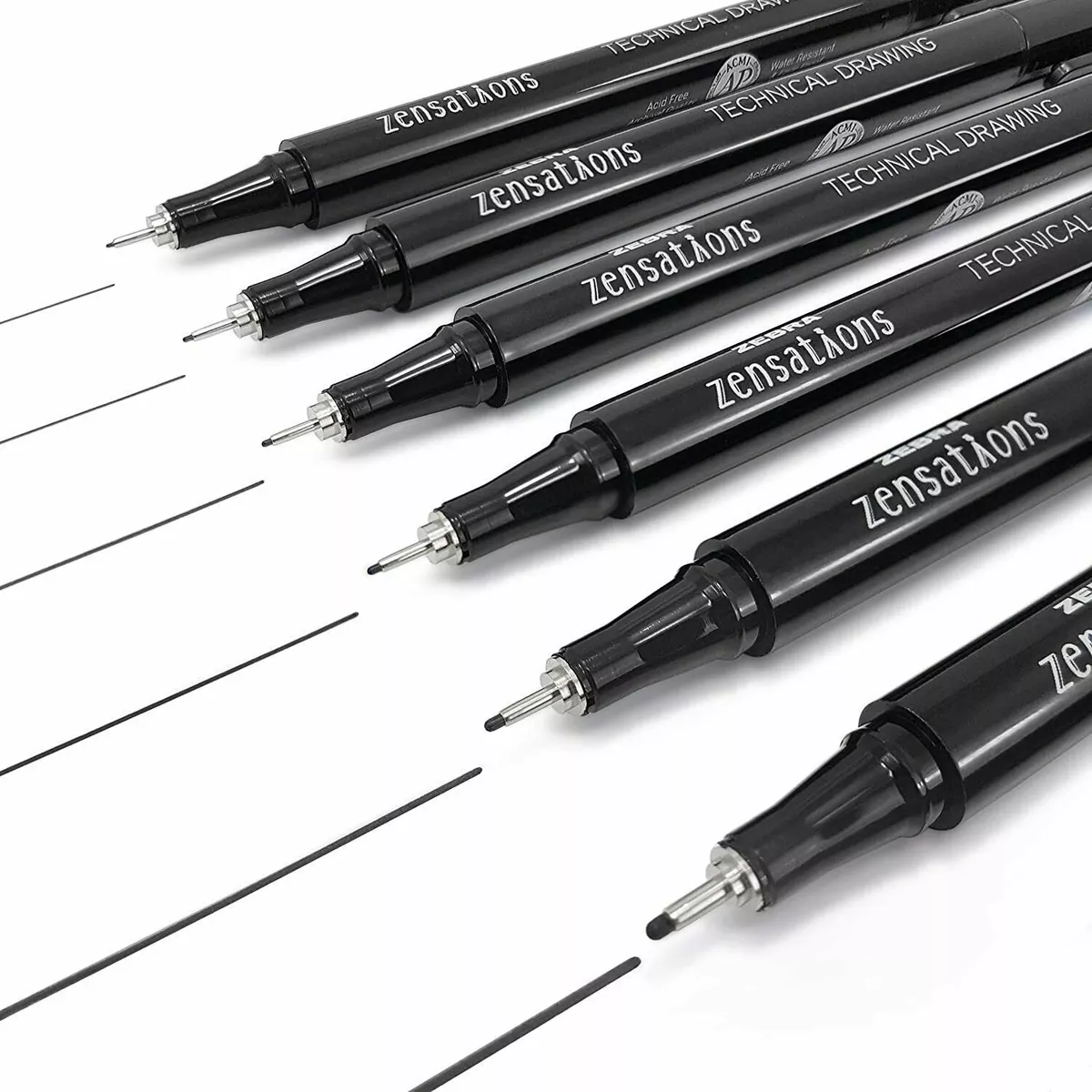 Zebra Zensations Technical Drawing Pens Black Ink Fineliners Markers  Pigment