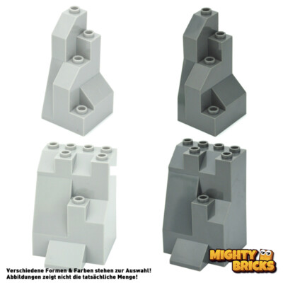   8x Klemmbaustein Rock Panel Felsen, Mountain Wall Element grau (47847)