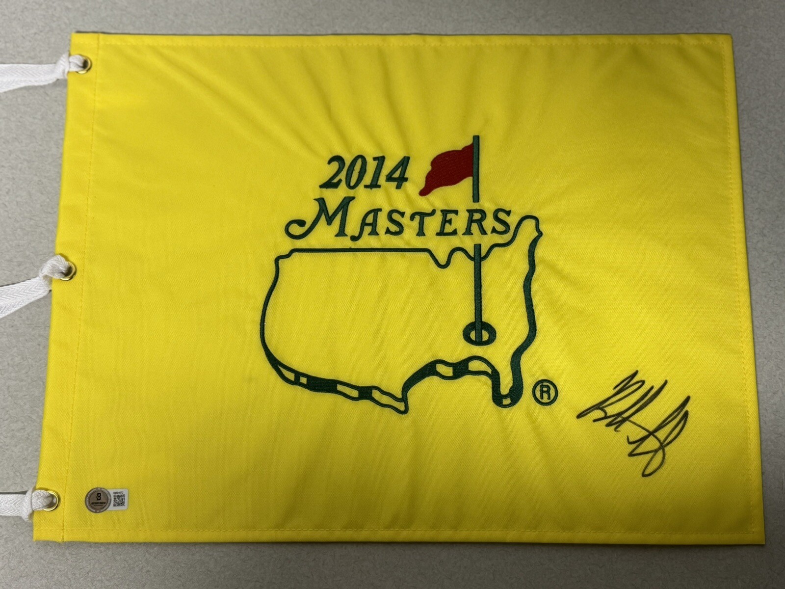 Bubba Watson Autographed Signed Auto 2014 Masters Pin Flag Augusta PGA Golf Beckett COA 