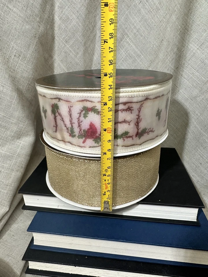 SWC Vintage Christmas Wired Ribbon Noel And Gold 2.5” - Image 2 of 4