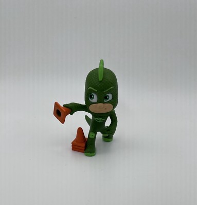 PJ Masks PVC Figure Gekko With Traffic Cones Green Gecko Cake Topper 2 1/2''
