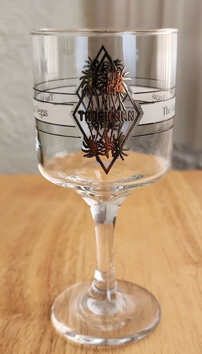 Vintage Tropicana The Island Of Las Vegas Black Gold Stem Wine Cocktail Glass - Picture 2 of 5