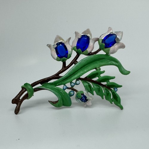 Vintage CHANEL Novelty Co Signed Brooch By Reinad Pot Metal Enamel Flower Deco - Picture 11 of 12