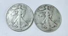 LOT OF 2 WALKING LIBERTY SILVER HALF DOLLARS 90% SILVER FREE SHIPPING #8974