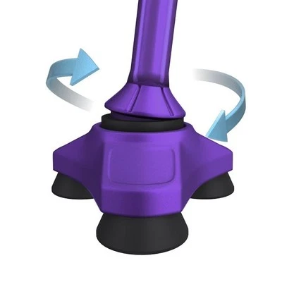 HurryCane Height Adjustable Pivoting Tri-Foot All-Terrain Walking Stick- Purple