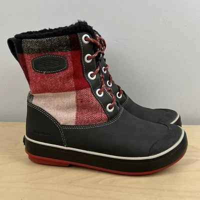 Keen Women’s Size 6.0 Elsa Waterproof Winter Snow Boots Black & Red Lined - Image 1 of 4