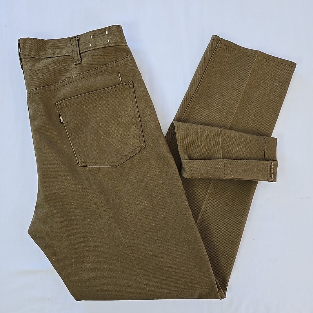 VTG 60s 70s Levis Sta Prest Pants Olive Drab Big E Scovill Zip