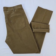 VTG 60s 70s Levis Sta Prest Pants Olive Drab Big E Scovill Zip Mens 35x32 USA