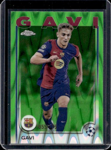 2024-25 Topps Chrome UEFA Gavi Neon Green RayWave Refractor #/125 Barcelona