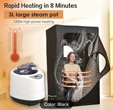 Portable Indoor Wet Steam Sauna 1200W Black, Remote, Folding Chair, 1-3 Person
