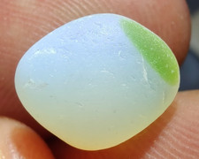 Diamond-Shaped Opalescent w/ UV Green Dot Multi - Real Davenport Beach Sea Glass