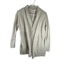 Lululemon Cardigan Sweater Womens 4 Beige Merino Wool Open Front Pockets