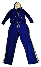 WOMANS NAVY BLUE JOGGING SUIT TOP MED PANTS LG