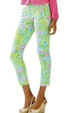Lilly Pulitzer Kelly Skinny Ankle Floral Pants Coconut Jungle Size 4 Resort Wear