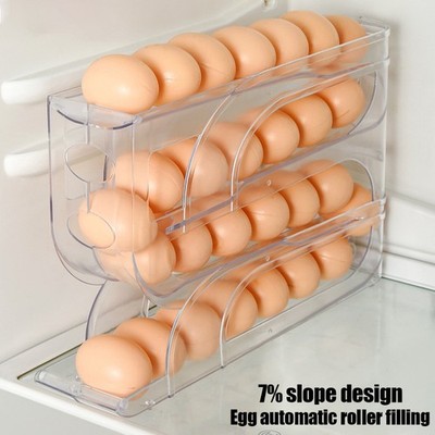 Household Automatic Roll-down Egg Storage Box Refrigerator Egg Preservation Rack