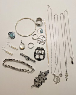 lot de bijoux argent à fondre ou à porter