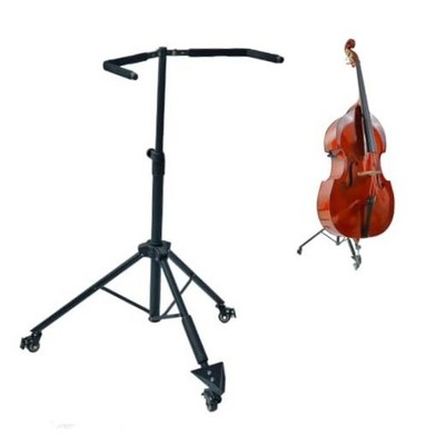 Double Bass Stand with Locking Casters for 1/8 4/4 Upright Bass