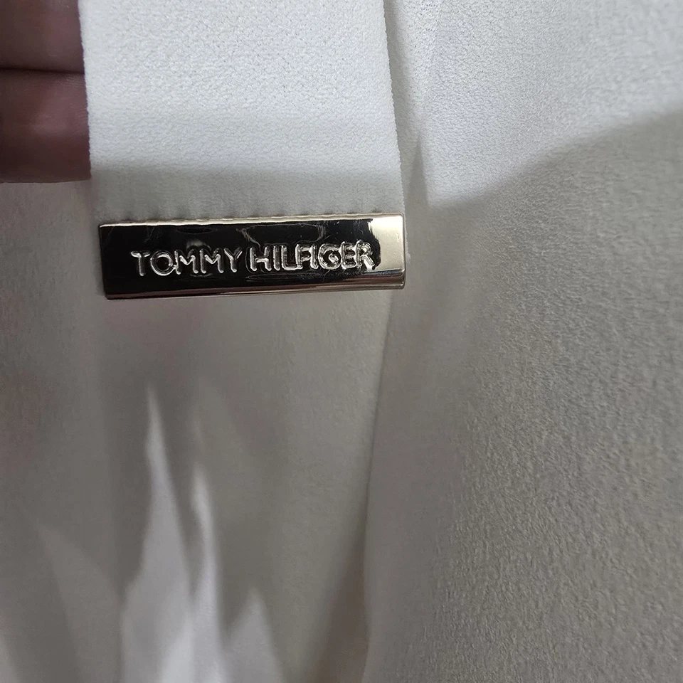 Macacão feminino Tommy Hilfiger branco sem mangas com cinto tamanho 16 elegante elegante elegante elegante - Imagem 3 de 4