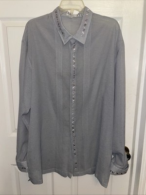 Rustan s Filipiniana Shirt Mens Large Organza Hand Embroidered Short Sleeve 3x
