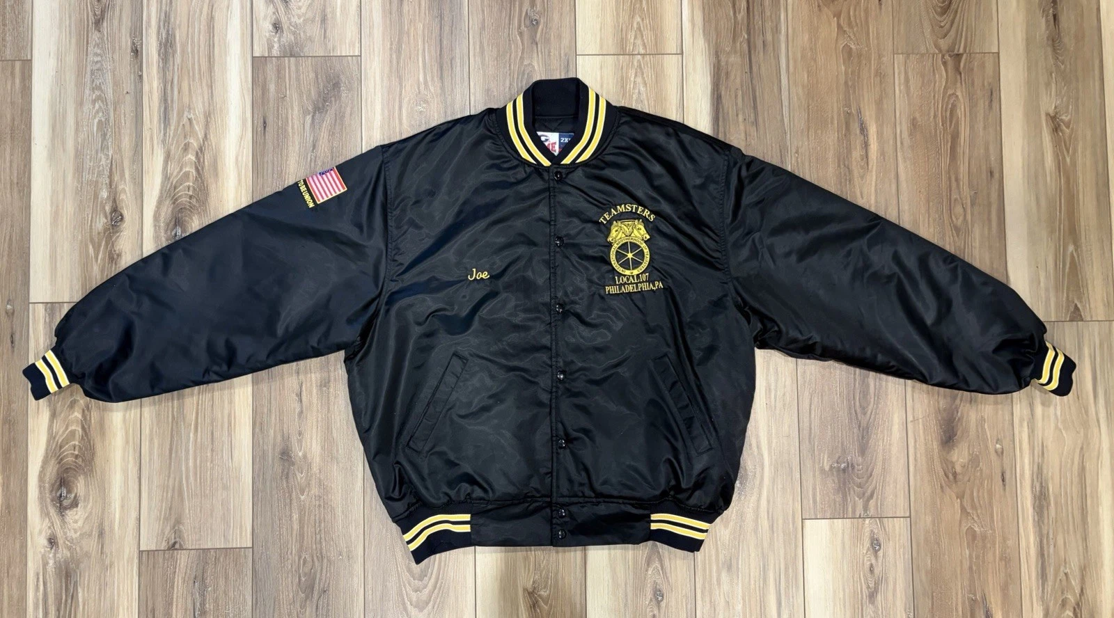 Vtg 90s Teamsters Local 107 Philly Satin Bomber Jacket 2XL Game Sportswear - product detail image 2
