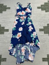 Lulus Dress Womens Xs Blue Pink Green Floral Wrap Blouson New