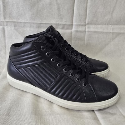 Ecco Soft 9 Black High-Top Women's Leather Sneaker Boots Casual US Size 7
