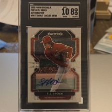 2022 Panini Prizm Draft T.J. Brock #PDP188 White Donut Auto /50 SGC 10
