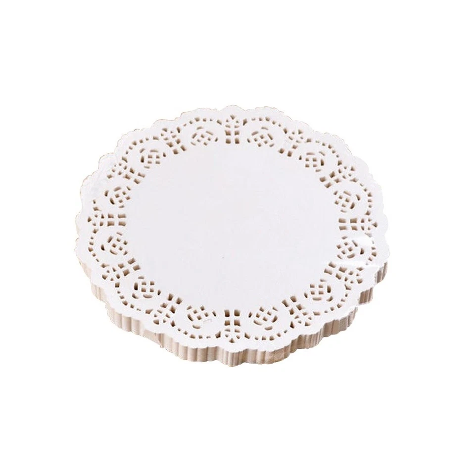  100pcs Disposable Oil-absorbing White Lace Paper Doilies Cake Box Liner
