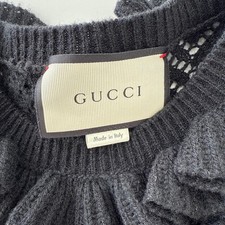 USED GUCCI BLACK KNIT FRILL DRESS GOOD