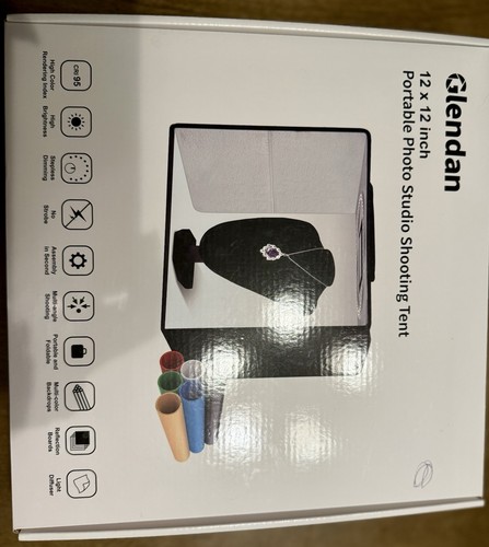 Portable Photo Studio Light Box 12"x12" Glendan Professional Dimmable Shooting