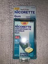 Nicorette Gum White Ice Mint 4mg 20 Pieces New Sealed Pack Exp 05/2027