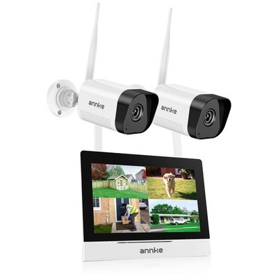 ANNKE Wireless 7'' Monitor 4CH NVR 3MP Two-Way Audio Security Camera System WIFI