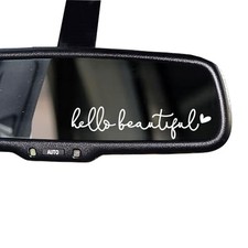3 x Hello Beautiful Rearview Mirror Decal, Vanity Mirror hello beautiful White