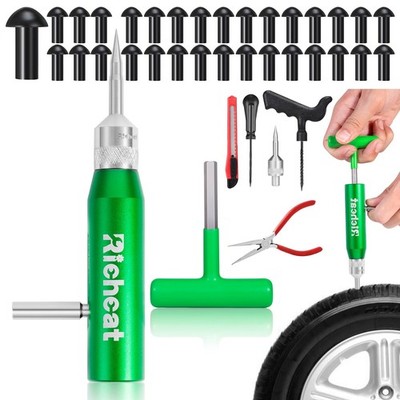 Richcat Tubeless Tire Puncture Repair Kit with Mushroom Plug, 30Plugs 