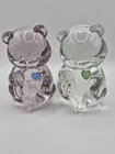 Lot 2 Vintage Fenton Glass Birthstone Bears Rhinestone Heart Figurines USA