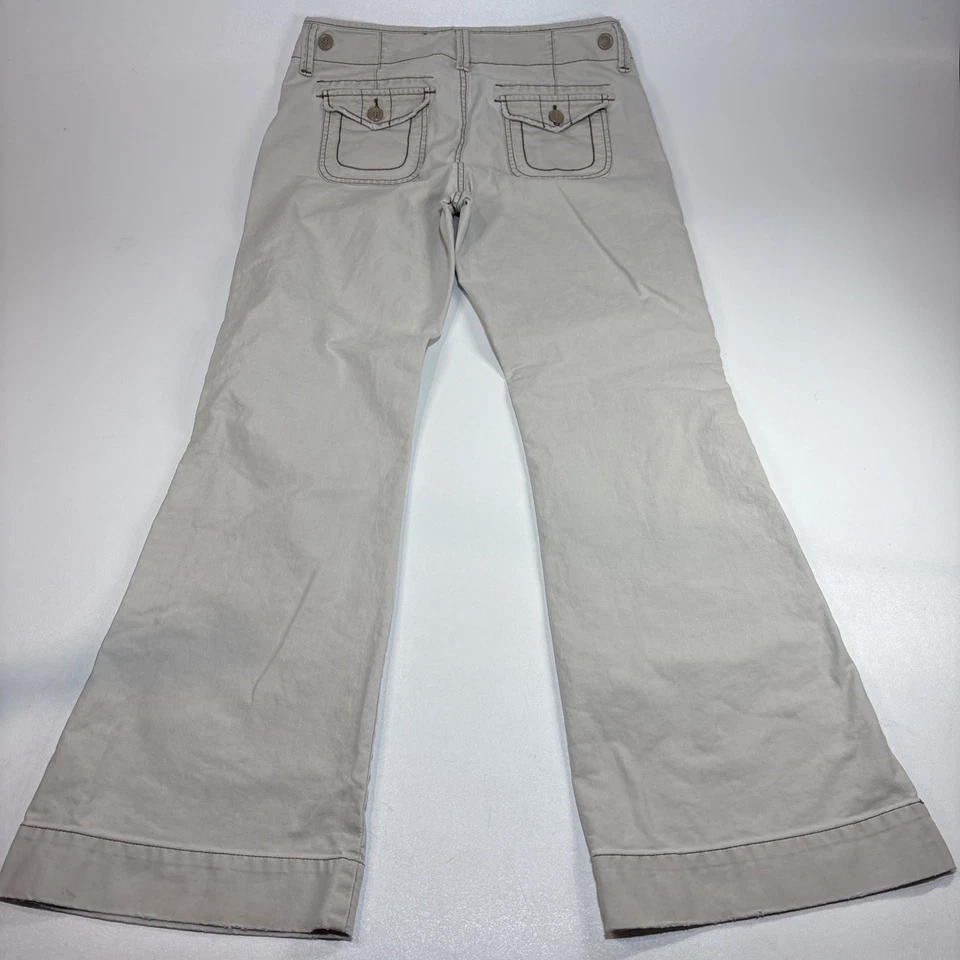 Maurice’s Plus Women’s 5/6 Beige Pants Cottagecore Boho Embroidered Detail Flare - Image 4 of 4