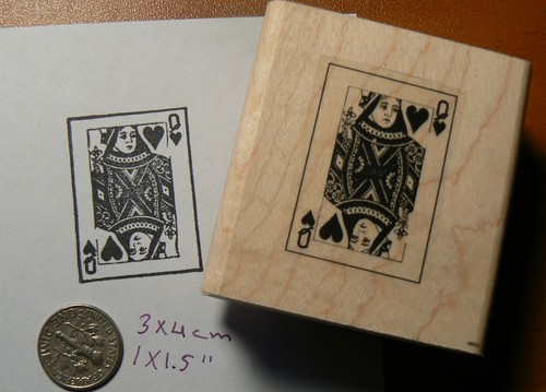 Queen of hearts card rubber stamp P49C - Picture 2 of 3