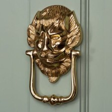 The Downing Street Lion Polished Solid Brass Lion Head Door Knocker 