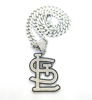 ST. LOUIS CARDINALS GEM NECKLACE Silver Bling MLB Hip Hop Pendant & 20'' Chain