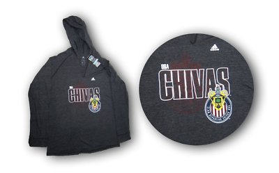 adidas MLS USA Chiva Soccer Futbal Heather Black LS Hooded Shirt  XL NWT