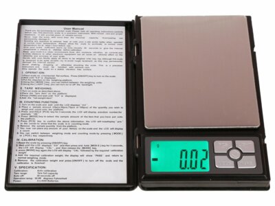 Atom Selves-Nbdigiscale- notebook Digitale Taschenwaage, Schwarz 600 G 01G