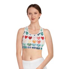  Sports Bra, Watercolor Hearts, Yoga, Pilates Tank, Gym Clothing, Plus Size