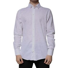 DOLCE & GABBANA Shirt White Cotton Slim Fit Men MARTINI Dress 41/US16/L 430usd