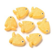 20pcs Handmade Lampwork Fish Beads Yellow Ocean Fish Glass Beads for DIY Jewelry