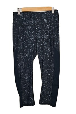Sweaty Betty Zero Gravity Crop Women's Blue Paisley  Running Leggings Size Small